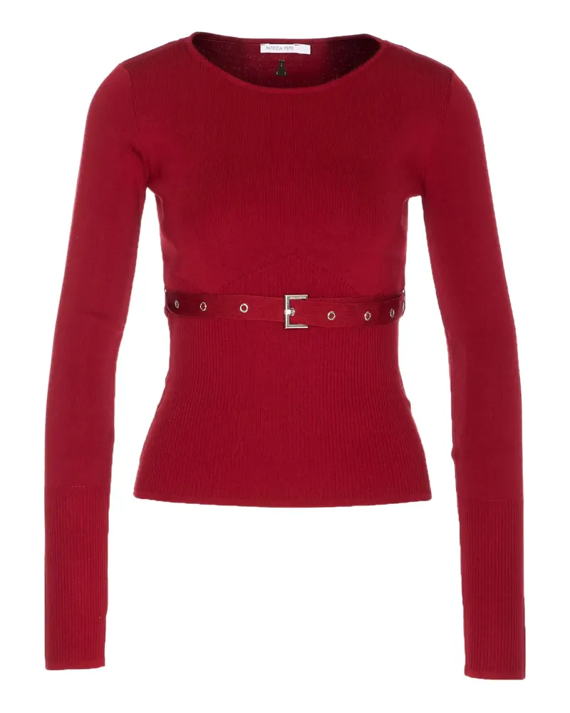 Patrizia Pepe Gerippter Pullover mit Gürtel - Rot Rot