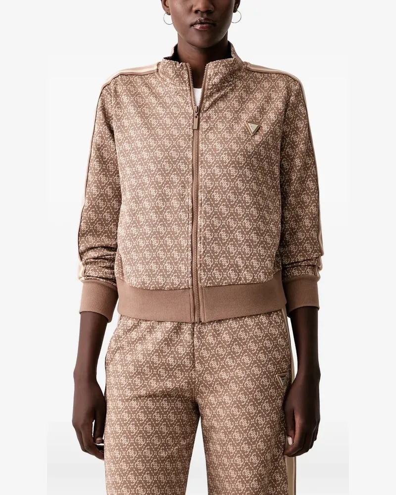 Guess Sweatshirtjacke mit Monogramm-Print - Braun Braun