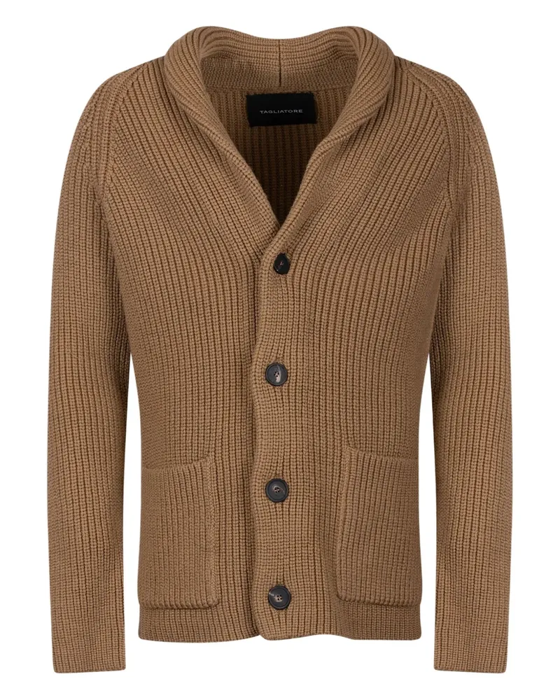 Tagliatore Gerippter Cardigan mit Schalkragen - Braun Braun