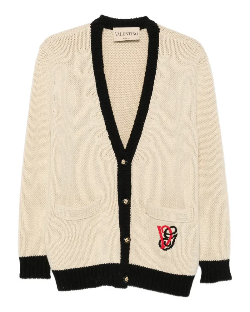 Valentino Garavani VLogo-embroidery V-neck cardigan - Nude Nude