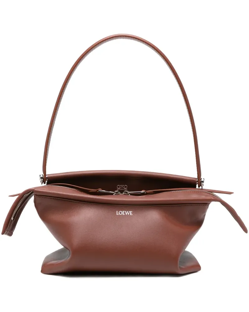 Loewe Kleine Whisker Tasche aus glasiertem Kalbsleder - Braun Braun