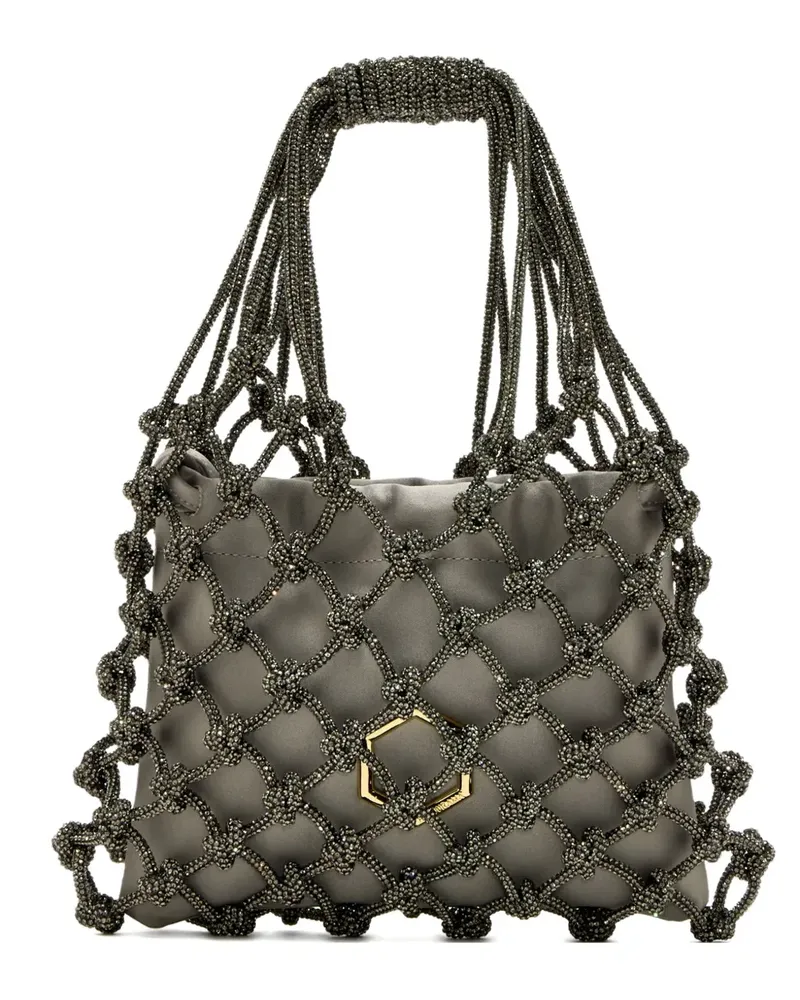 HIBOURAMA Carrie Tote Bag mit Perlennetz - Grün Grün