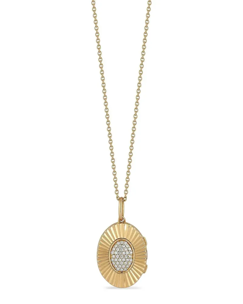 Dana Rebecca Designs 14k yellow gold diamond oval locket necklace Gold