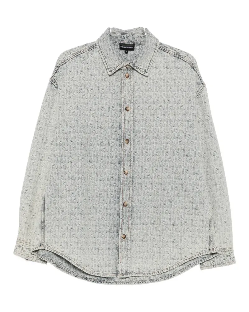 Emporio Armani monogram-pattern buttoned shirt - Blau Blau