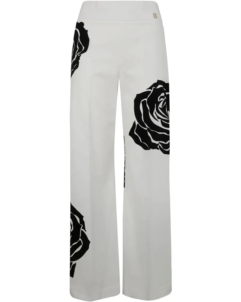 Blumarine Hose mit Rosenmuster - Weiß Weiß