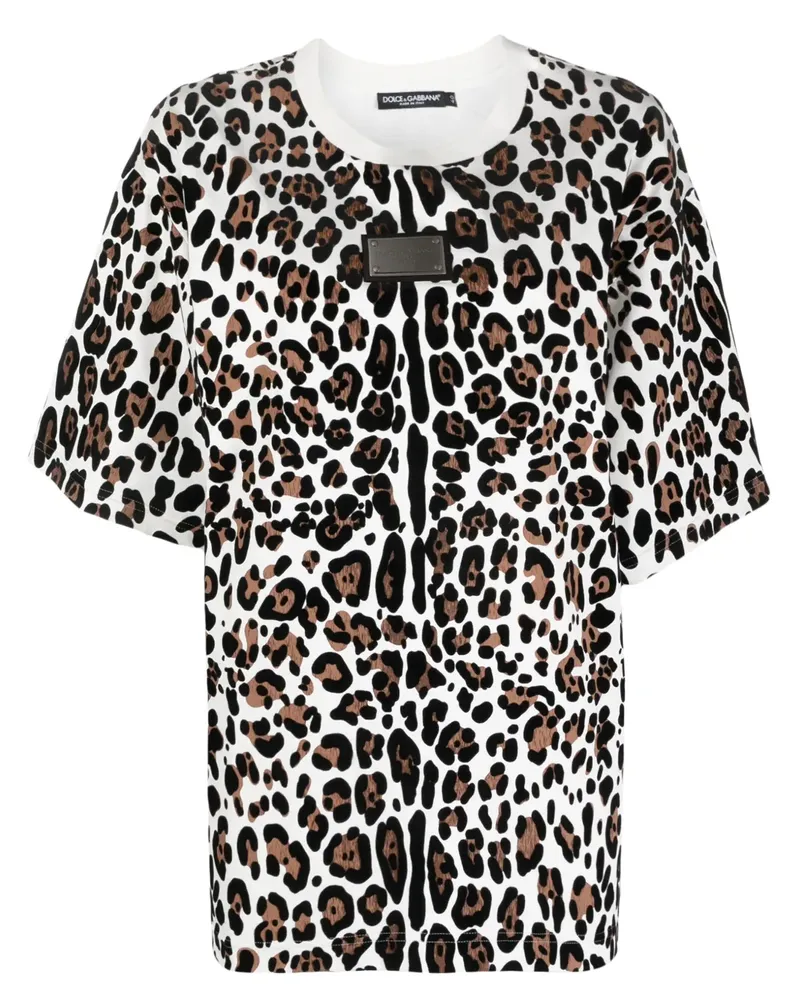 Dolce & Gabbana T-Shirt mit Leoparden-Print - Weiß Weiß