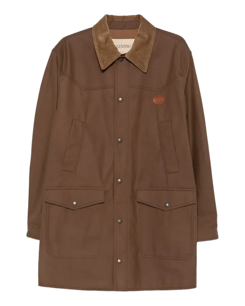 Valentino Garavani VLogo Signature waxed-canvas coat - Braun Braun