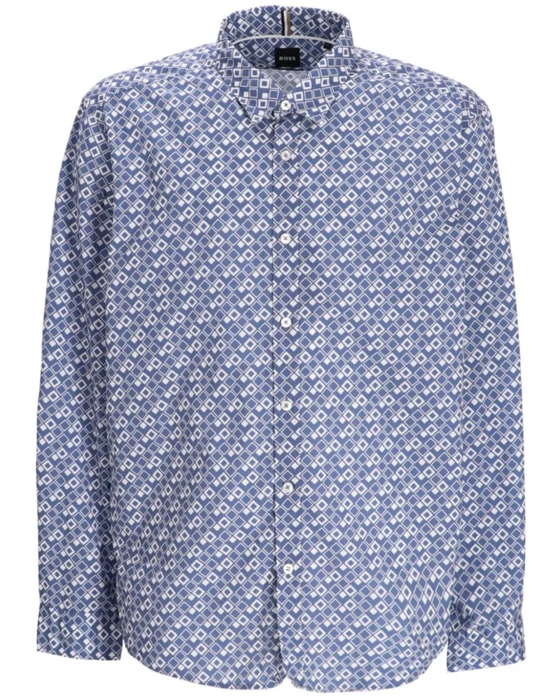 HUGO BOSS Liam Hemd mit geometrischem Muster - Blau Blau