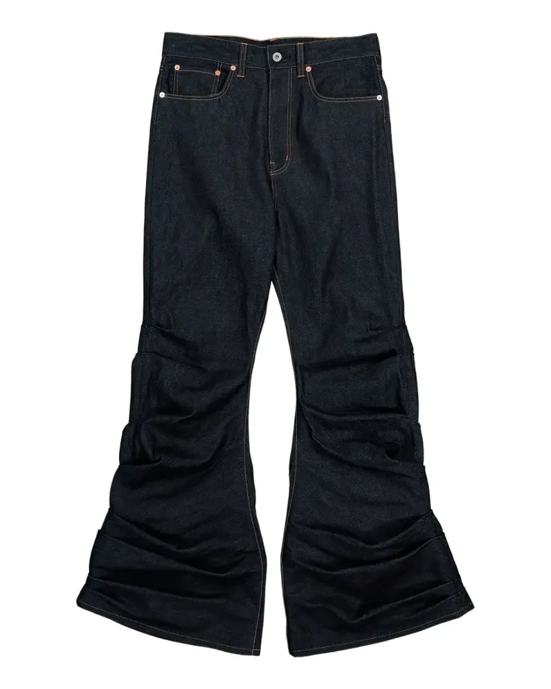 Junya Watanabe Schlagjeans mit gebündeltem Saum - Blau Blau