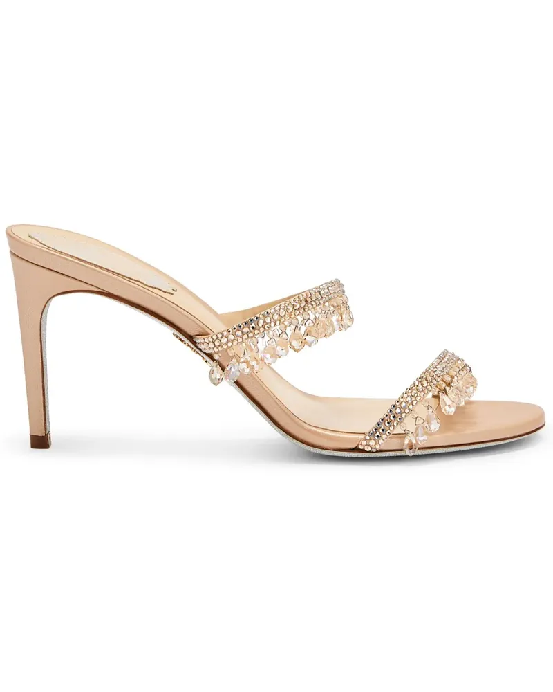 René Caovilla Chandelier Mules 80mm - Nude Nude