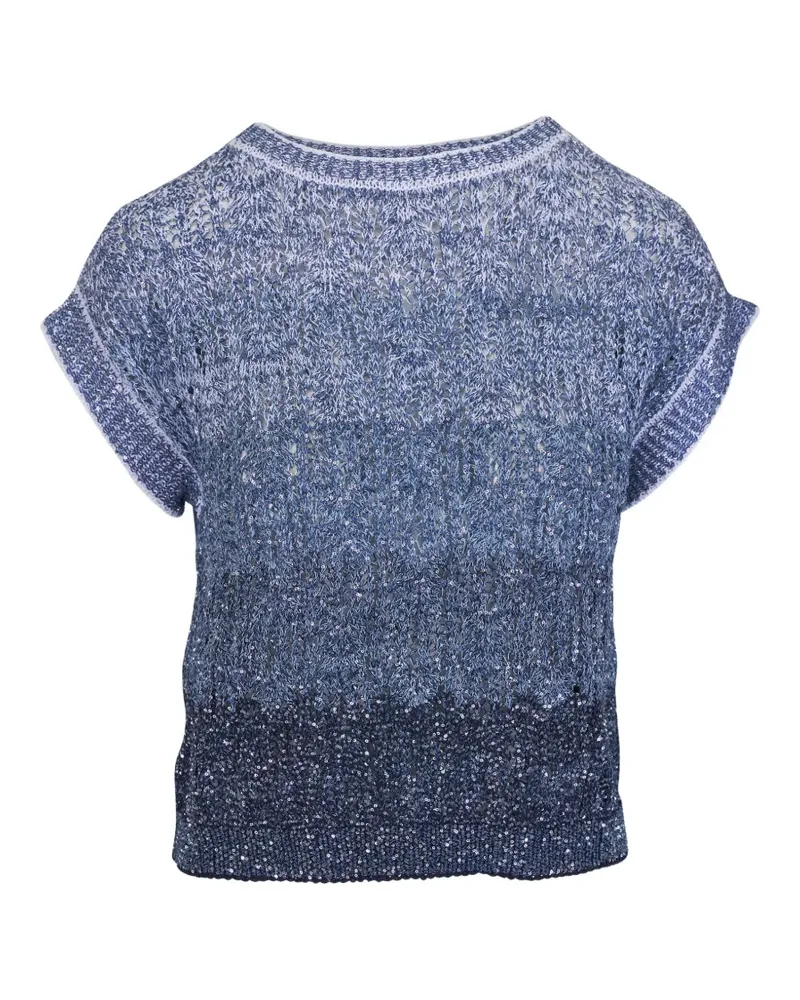D.EXTERIOR Paillettenverziertes Oberteil mit Ombré-Effekt - Blau Blau