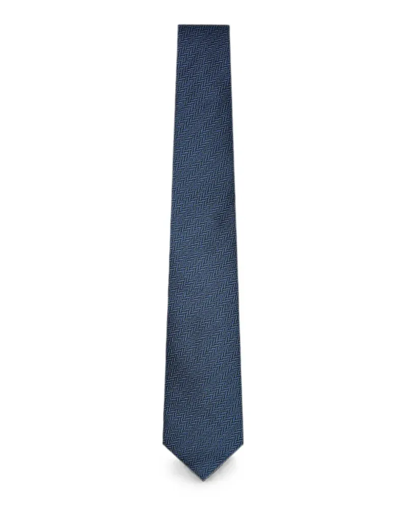 Canali Geometrisch gemusterte Seidenkrawatte - Blau Blau