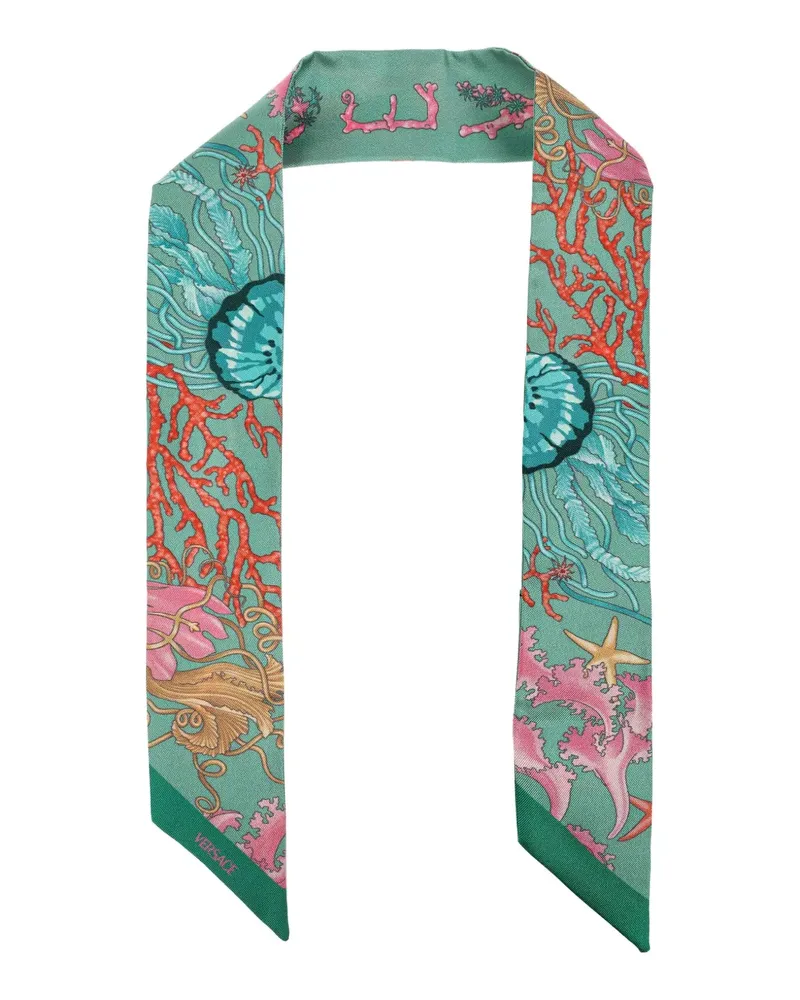 Versace Underwater Seidenschal mit Barocco-Print - Grün Grün