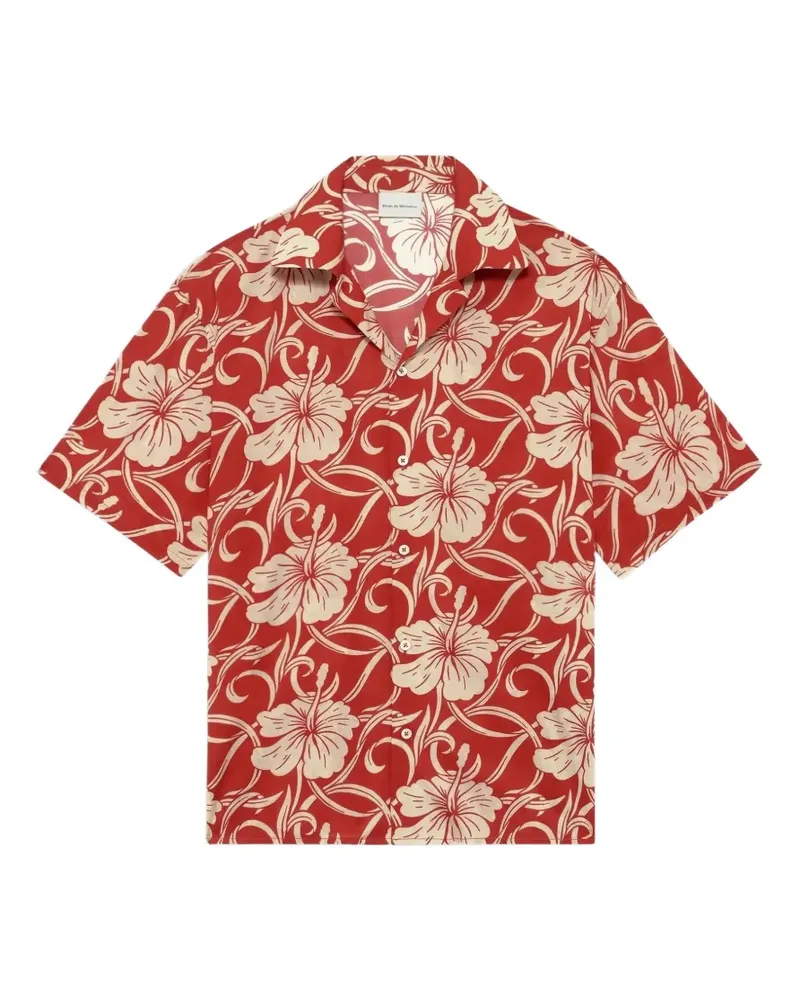Drôle de Monsieur Hemd mit Hibiskus-Print - Rot Rot