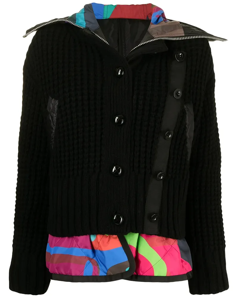 Sacai Kleid mit Blumen-Print - Schwarz Schwarz