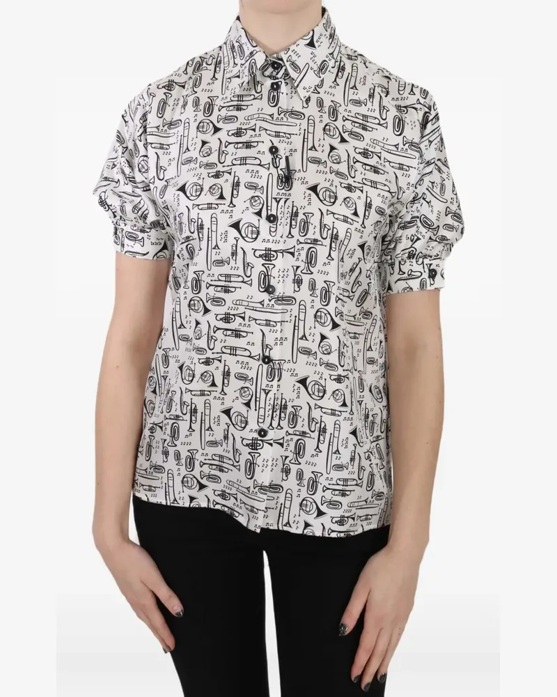 Dolce & Gabbana trumpet-print shirt - Weiß Weiß