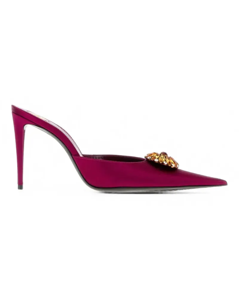 Saint Laurent Thierry crystal-embellished heeled mules - Rosa Rosa
