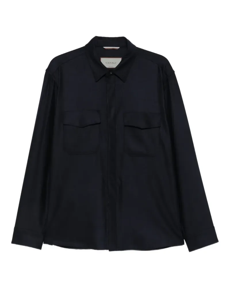 Canali Hemdjacke mit Knopfleiste - Blau Blau