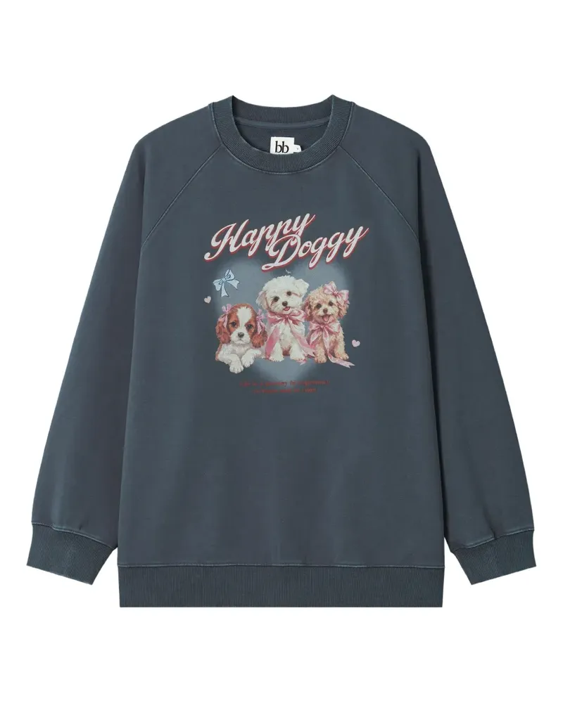 b+ab Sweatshirt mit Hunde-Print - Grau Grau