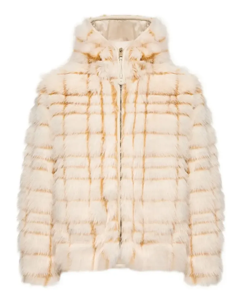 Moncler Jacke aus Faux Fur mit Karomuster - Nude Nude