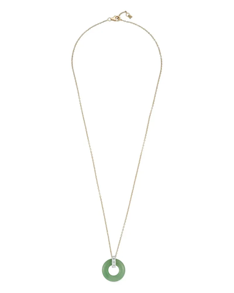 MATEO 14kt Donut Gelbgoldhalskette mit Diamanten und Jade Gold