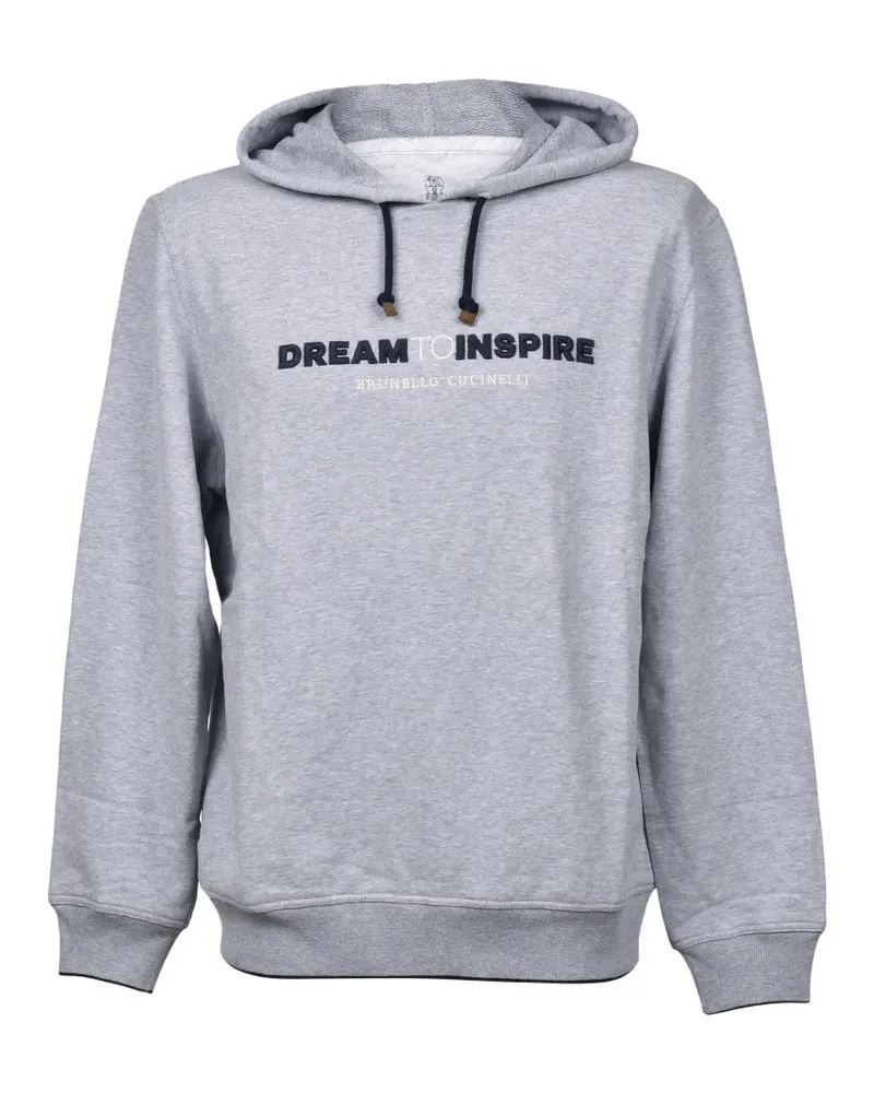 Brunello Cucinelli logo-print hoodie - Grau Grau