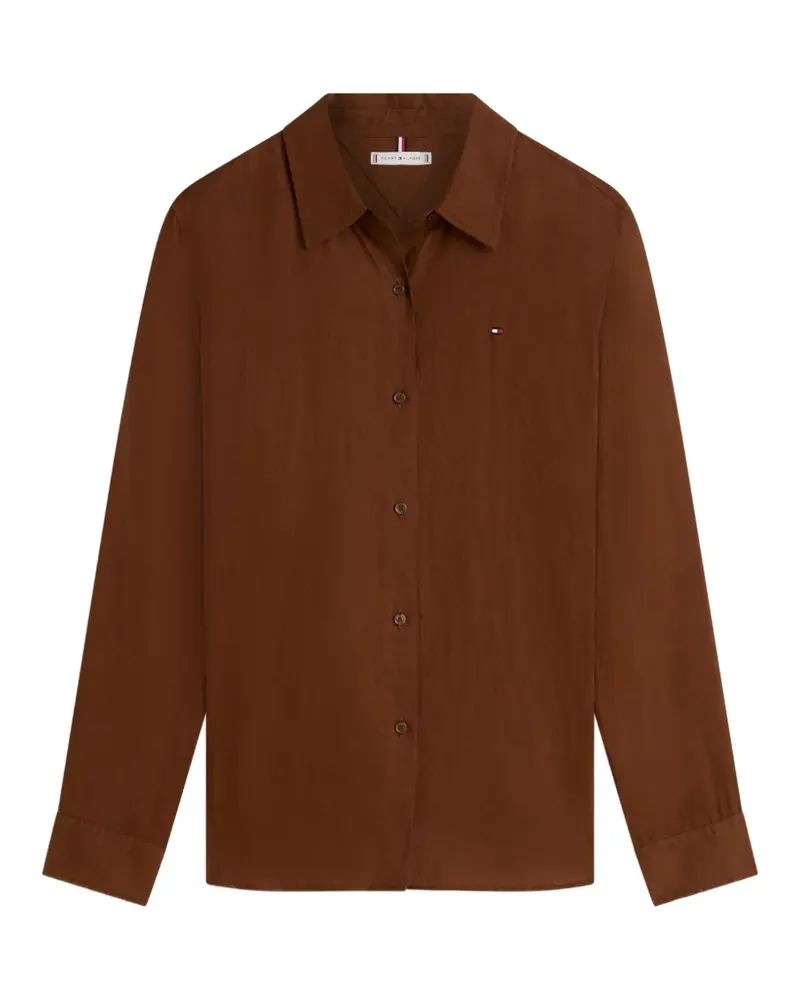 Tommy Hilfiger logo-embroidered button-down shirt - Braun Braun