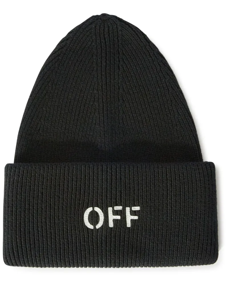 OFF-WHITE Gestrickte Beanie mit Logo - Schwarz Schwarz