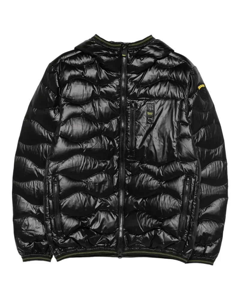 Blauer hooded quilted jacket - Schwarz Schwarz