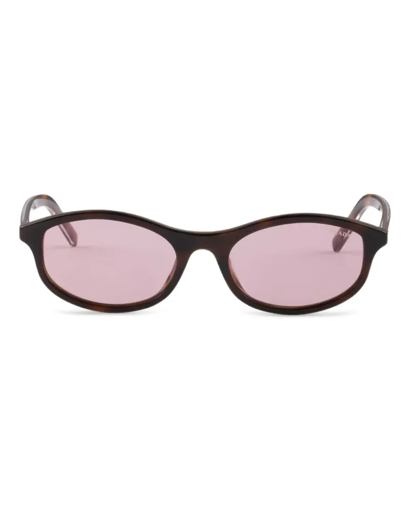 Prada Sonnenbrille mit ikonischem Metall-Schild - Braun Braun