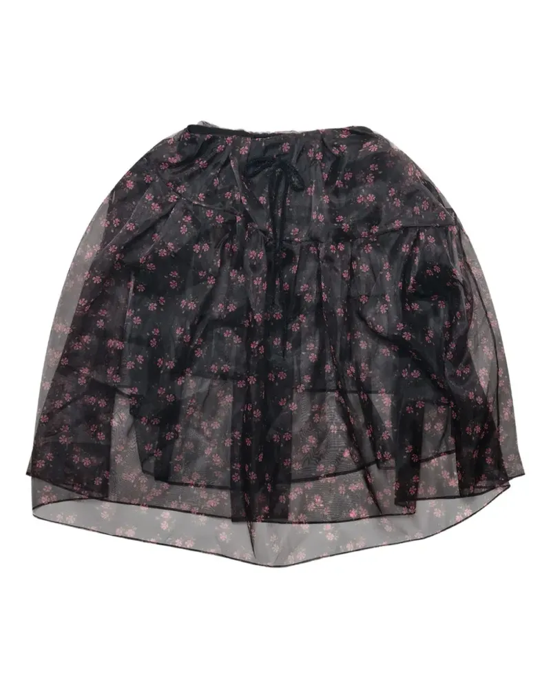Simone Rocha floral-print tiered mini skirt - Schwarz Schwarz