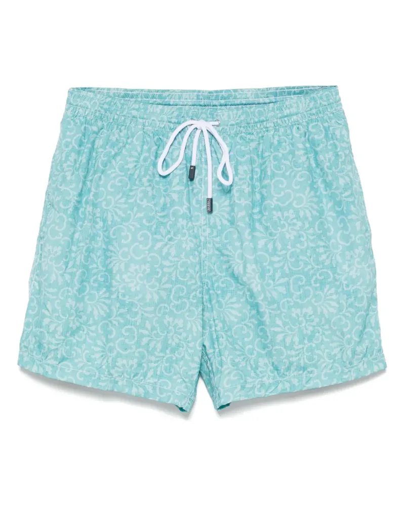 BARBA Badeshorts mit Blumen-Print - Blau Blau
