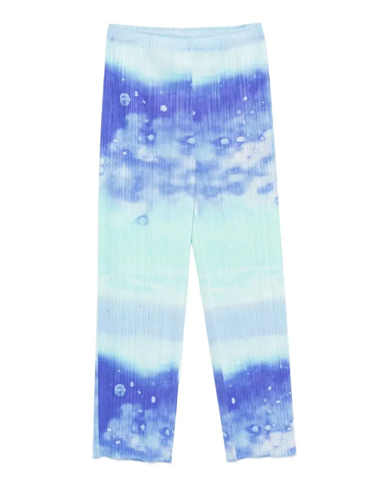 Issey Miyake pleated abstract-print trousers - Blau Blau