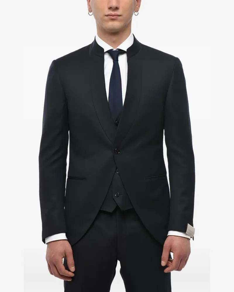 Corneliani mandarin-collar three-piece suit - Blau Blau