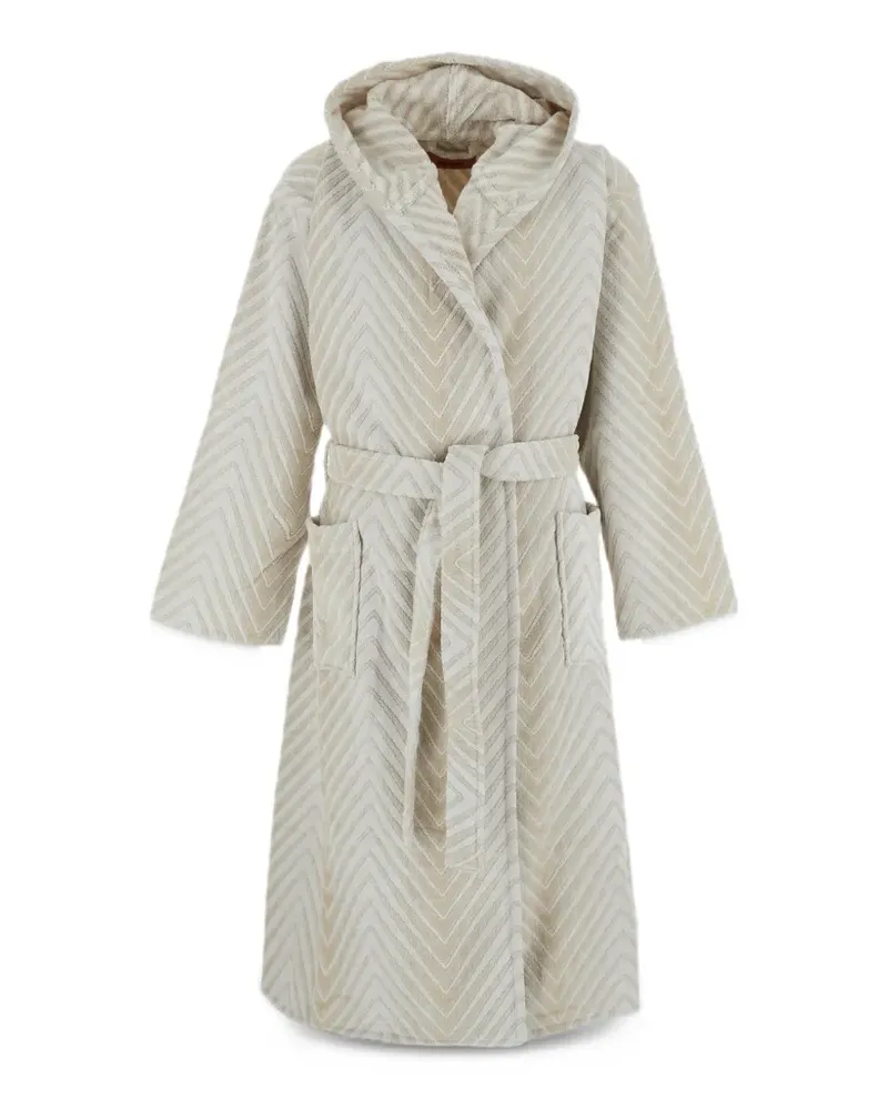 Missoni Home zigzag-knit hooded bathrobe - Nude Nude
