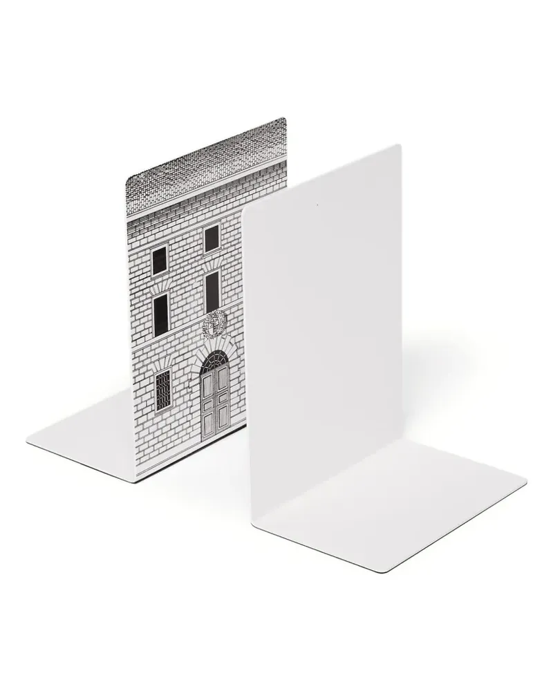 Fornasetti Buchstützen mit Fassaden-Print - Weiß Weiß