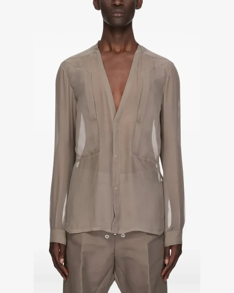 Rick Owens Larry Fogpocket semi-sheer shirt - Nude Nude