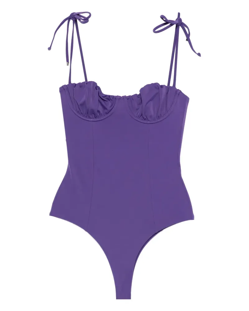 ATTICO Geraffter Badeanzug mit Schleifenverschluss - Violett Violett