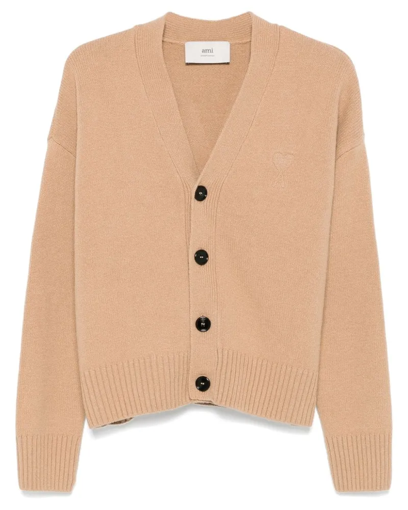 AMI Paris Cardigan mit Ami De Coeur-Stickerei - Nude Nude