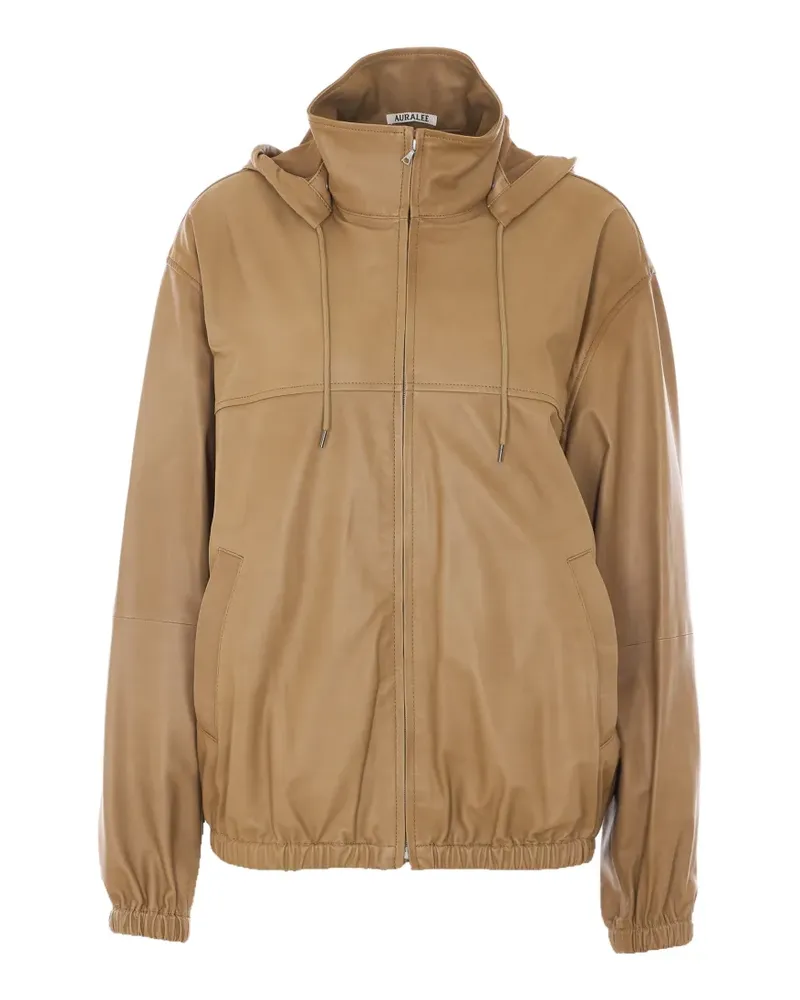 AURALEE hooded leather jacket - Nude Nude
