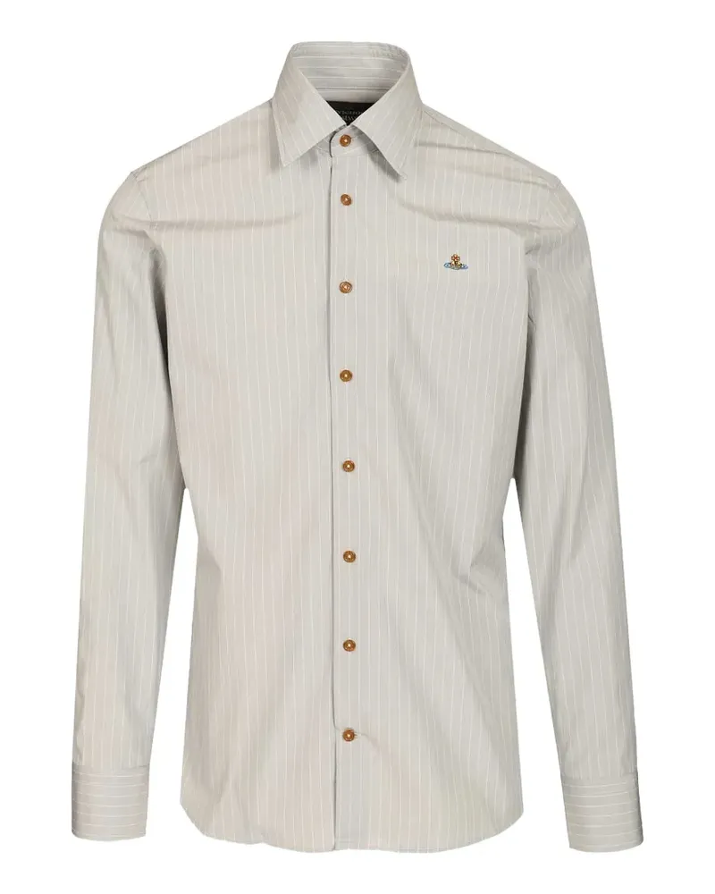 Vivienne Westwood Ghost pinstripe-logo shirt - Grau Grau