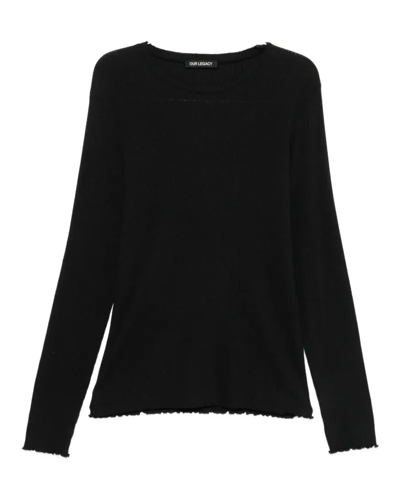 Our Legacy raw-edge ribbed T-shirt - Schwarz Schwarz