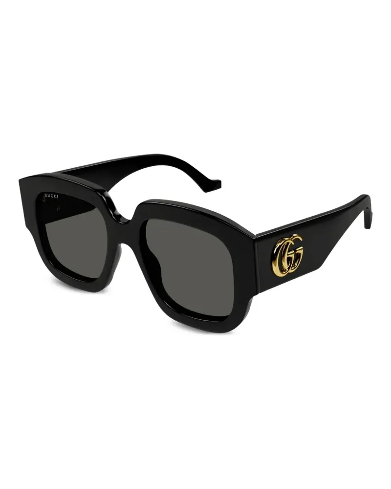 Gucci Eckige Sonnenbrille mit Logo - Schwarz Schwarz