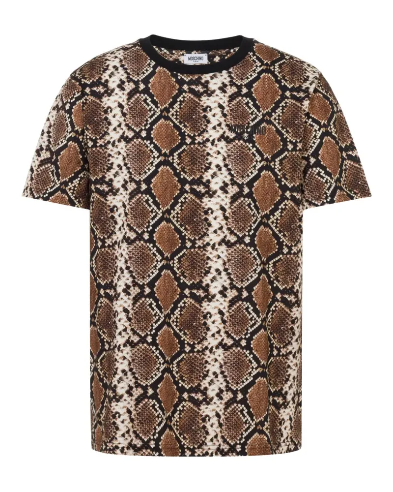Moschino snake-print T-shirt - Braun Braun