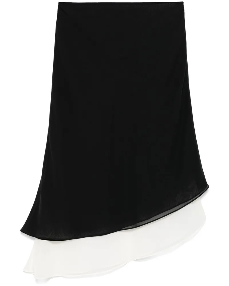ROTATE Birger Christensen Chiffon-Midirock im Layering-Look - Schwarz Schwarz
