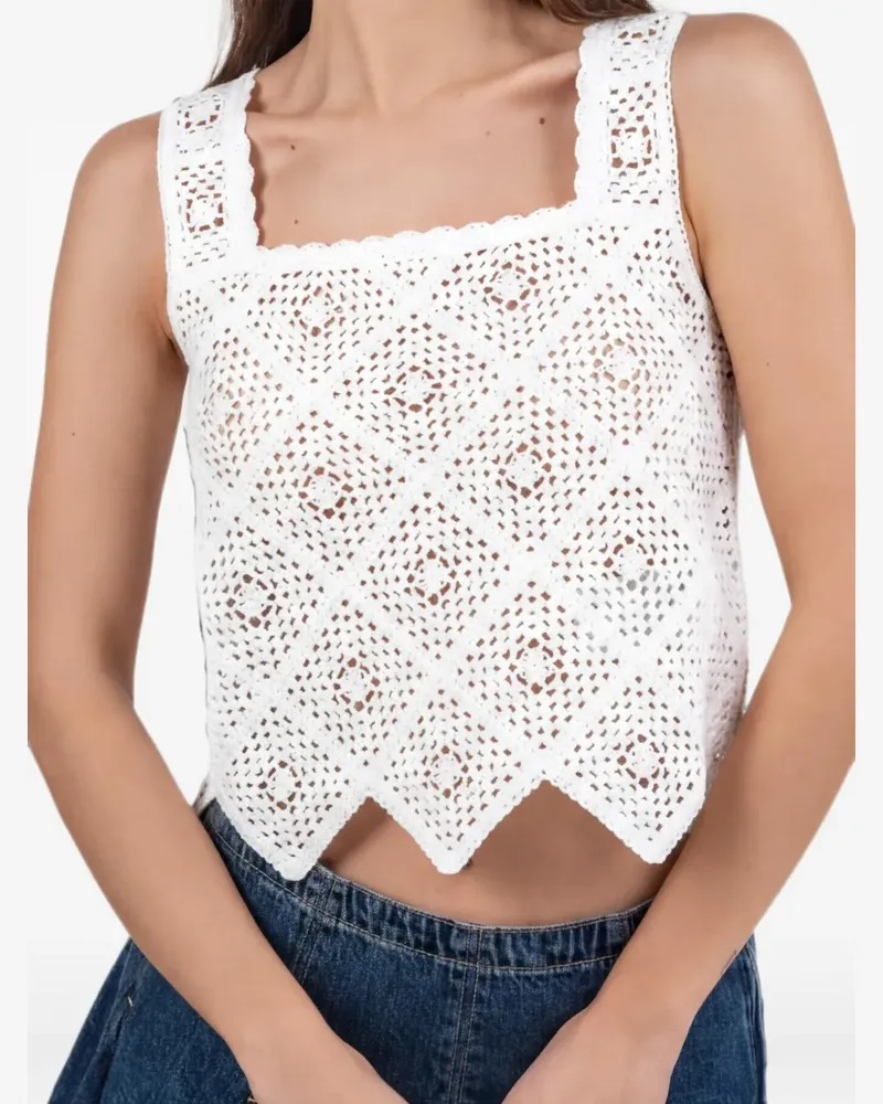 MARELLA crochet-knit scallop-edge top - Weiß Weiß