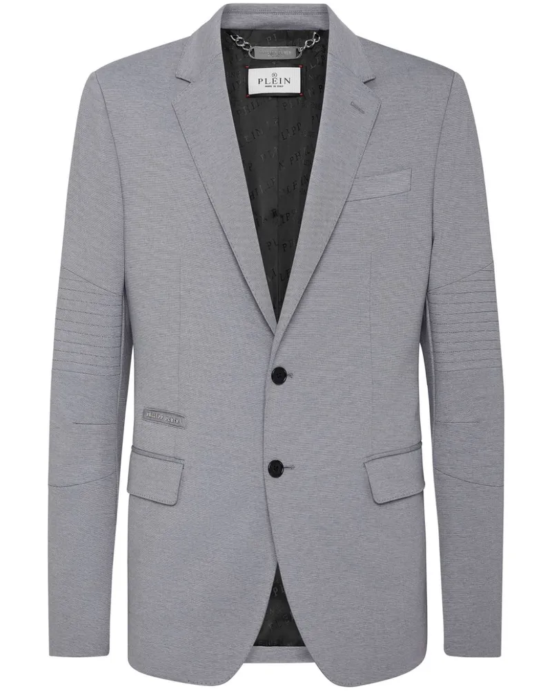 Philipp Plein Jersey-Sakko mit Logo-Patch - Grau Grau