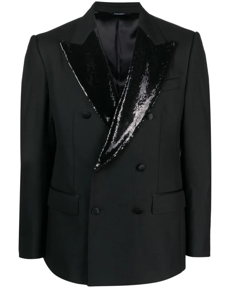 Dolce & Gabbana Doppelreihiges Sakko mit Pailletten - Schwarz Schwarz