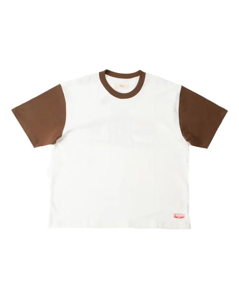 CHERRY LA Kastiges Safari Ringer-T-Shirt - Weiß Weiß