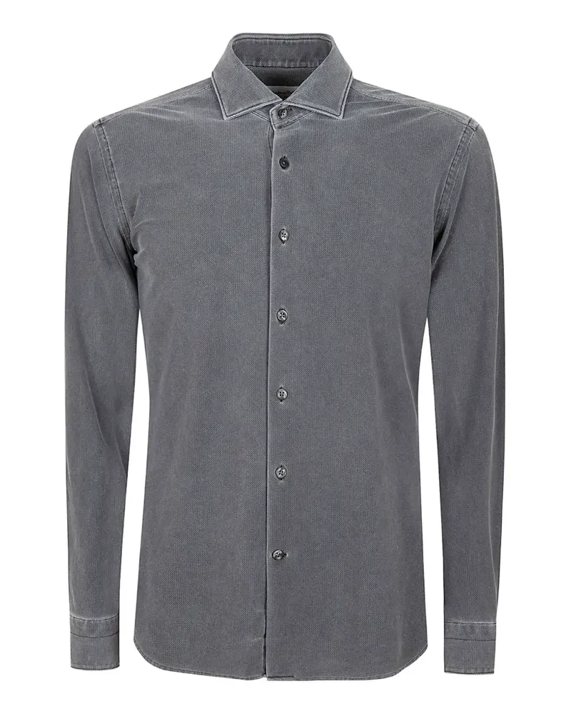 Tintoria Mattei piqué-weave long-sleeve shirt - Grau Grau